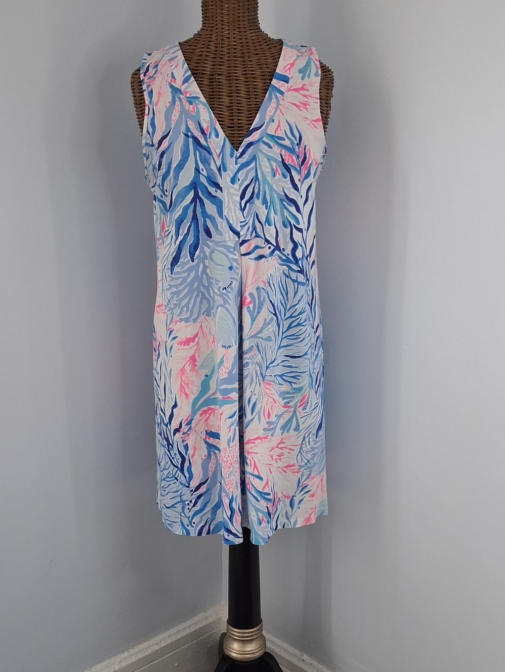 Lilly Pulitzer Blue Pink White Tropical Print Mini Dress